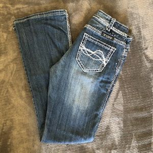 Dark blue washed Cowgirl Tuff bootcut jeans